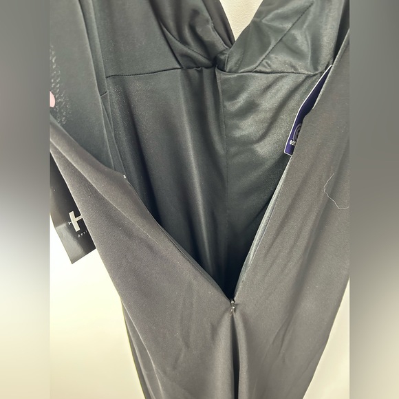 NWT H by Halston Vintage Black Maxi Lined Formal Dress with Rhinestone Strap 8 - Picture 11 of 15